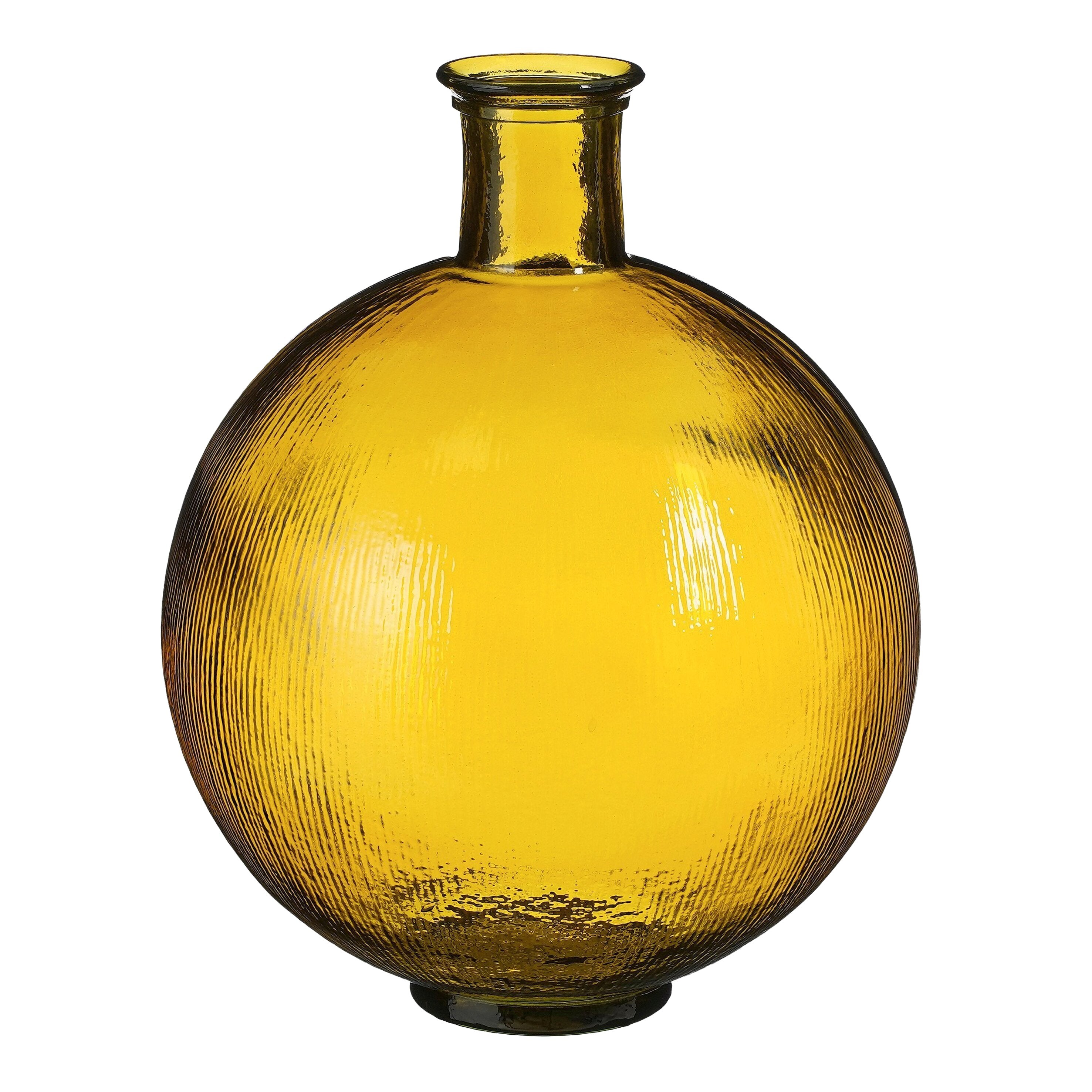 Mica Decorations Firenza Fles Vaas - H42 x Ø34 cm - Gerecycled Glas - Oker