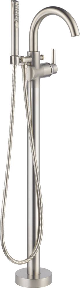 Delta Trinsic 1-Handle Floor Tub Filler Trim with Hand Shower, Stainless Steel