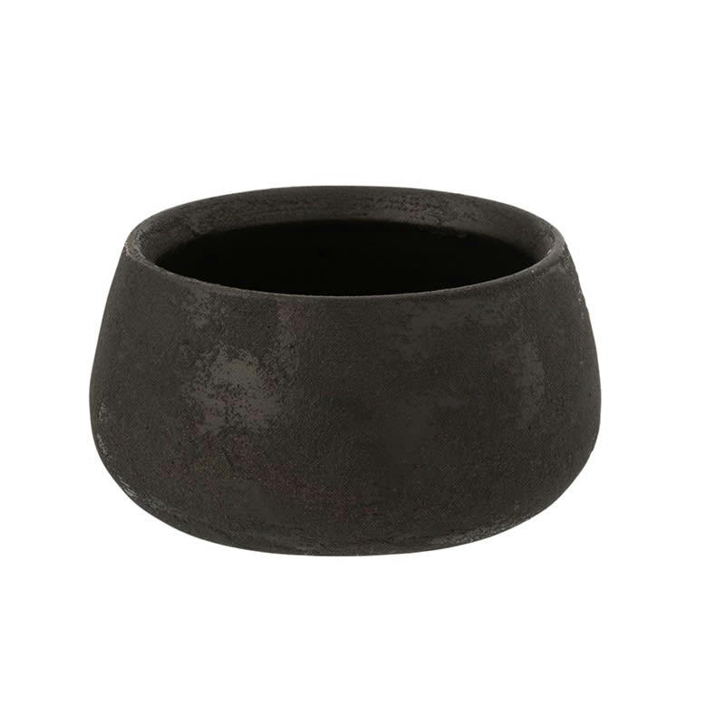 - Cache pot bas rond en céramique noire D20cm