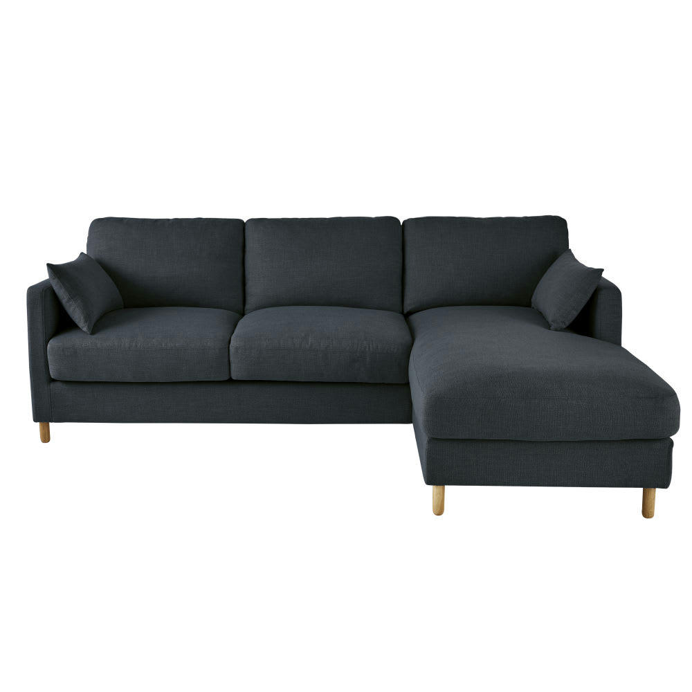 Julian - Canapé d'angle droit convertible 5 places gris anthracite, matelas 14 cm