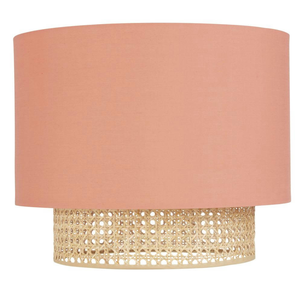 LILA - Abat-jour pour suspension en rotin et tissu terracotta D40