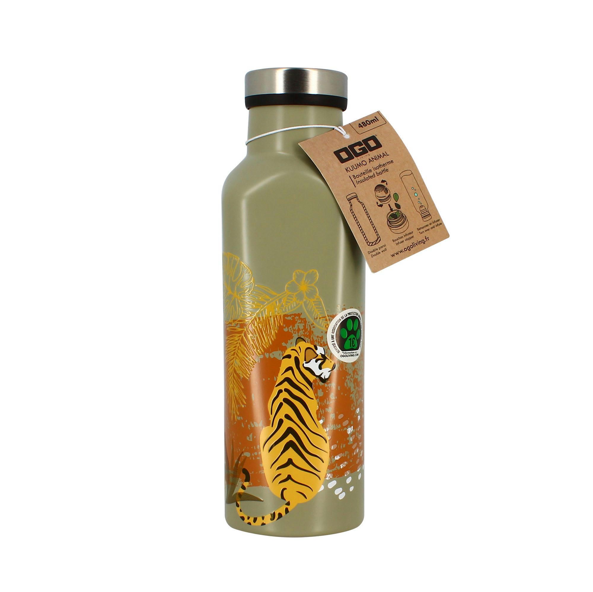 TIGRE - Gourde isotherme 480ml motif tigre
