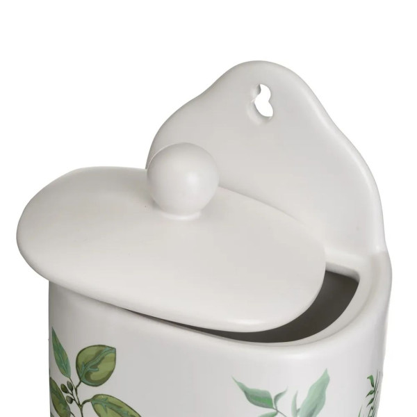 Ceramiczny pojemnik na sól 500 ml GREENS biały w liście