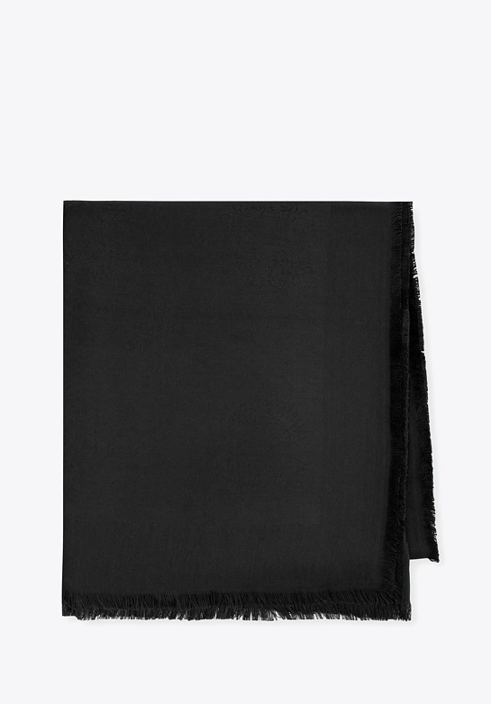 Damska chusta z bambusem w monogram czarna