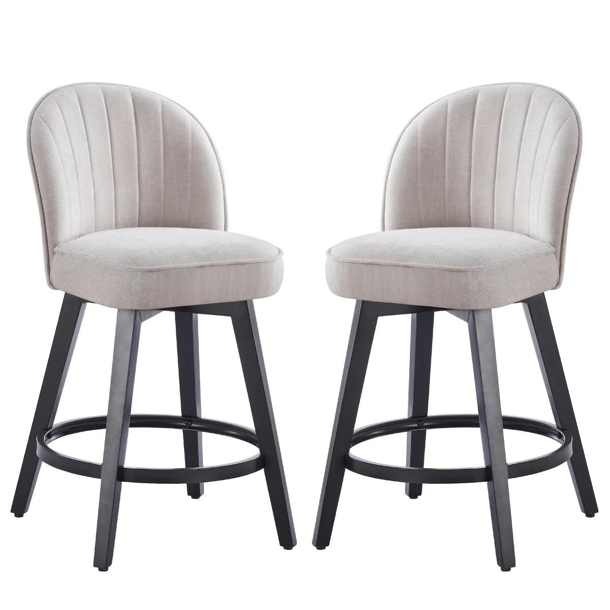 HOMYKA Swivel Bar Stool with Wood Legs Set of 2 - N/A