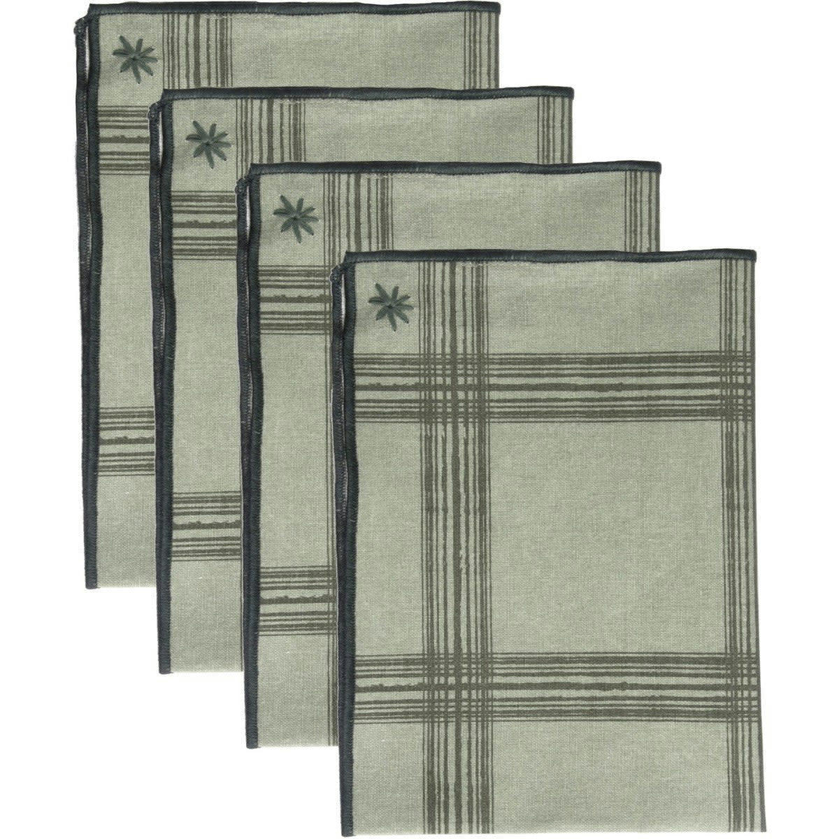 MADRAS - Serviettes de table (x4) coton  45x45 vert lichen