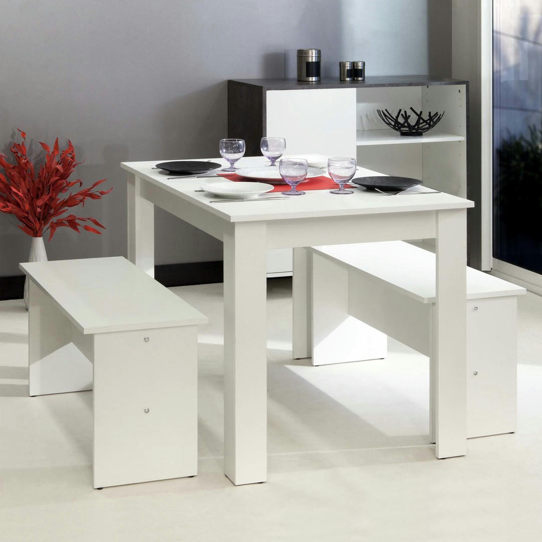 NICE - Table effet bois blanc