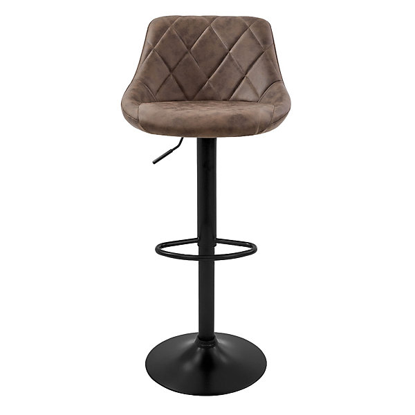 Lot 2 tabourets de bar rembourrées en simili marron hauteur réglable 62-82 cm