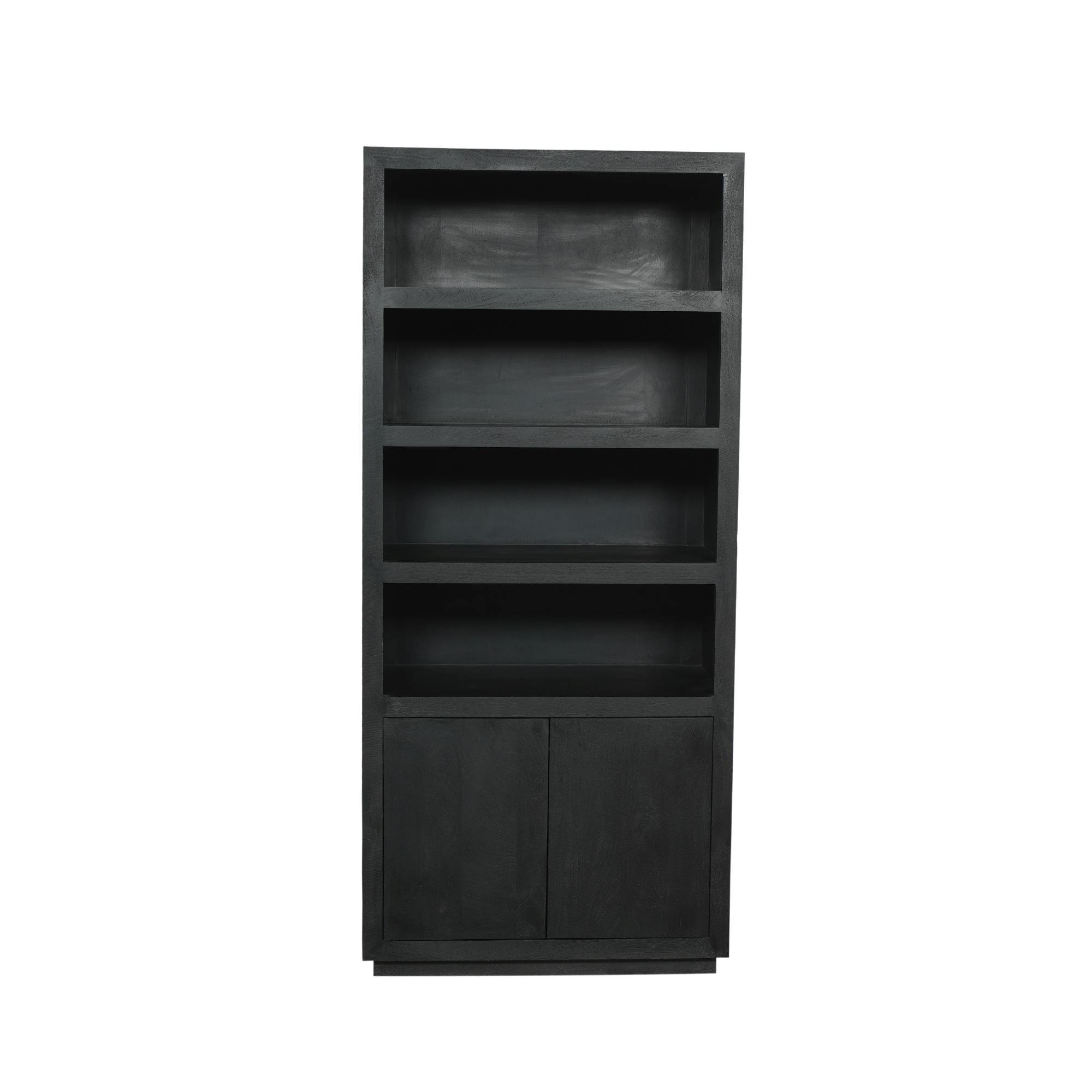 Bibliothèque salon bois noir MONTARO