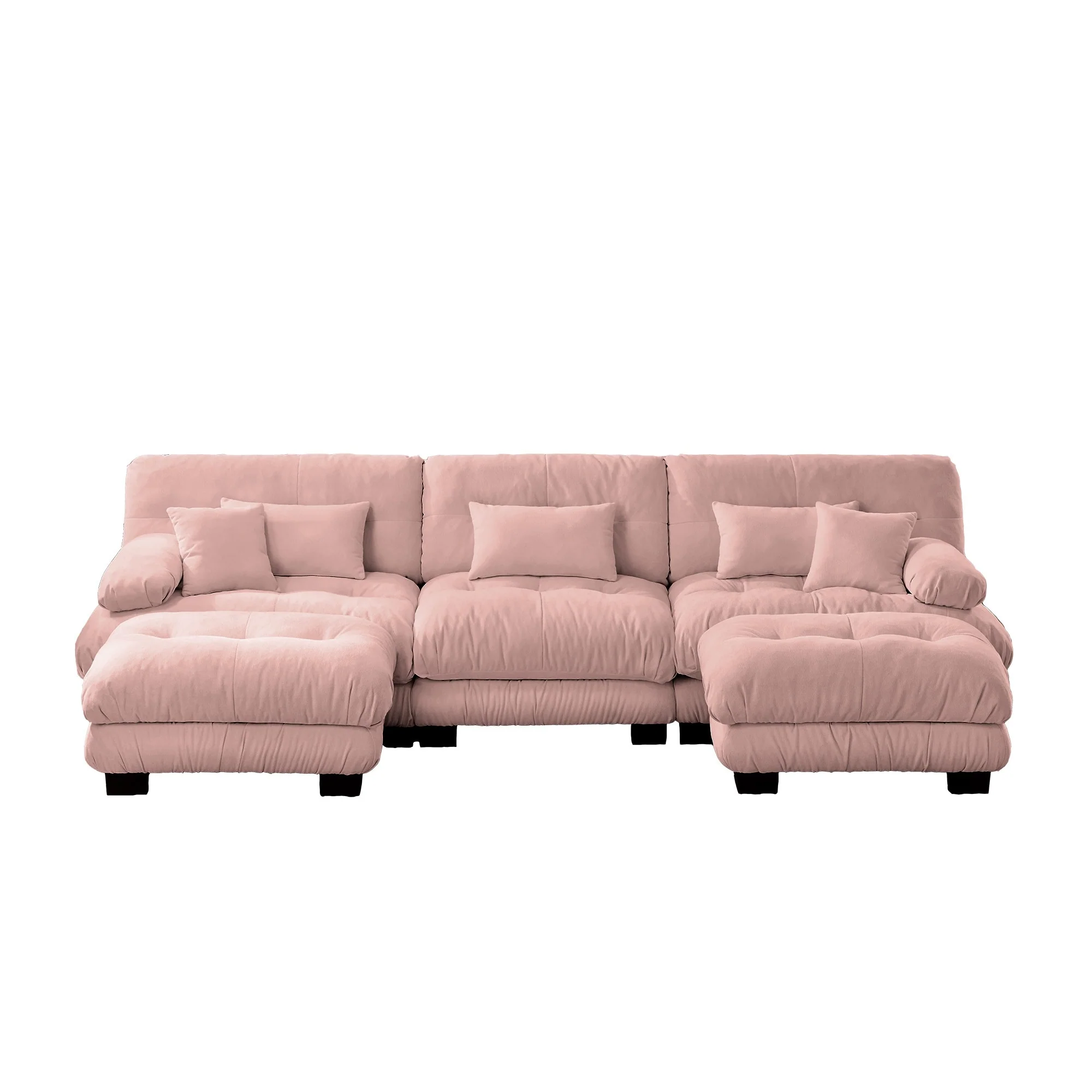 Luxury Chenille Fabric Modular Sectional Sofa Couch with Ottoman