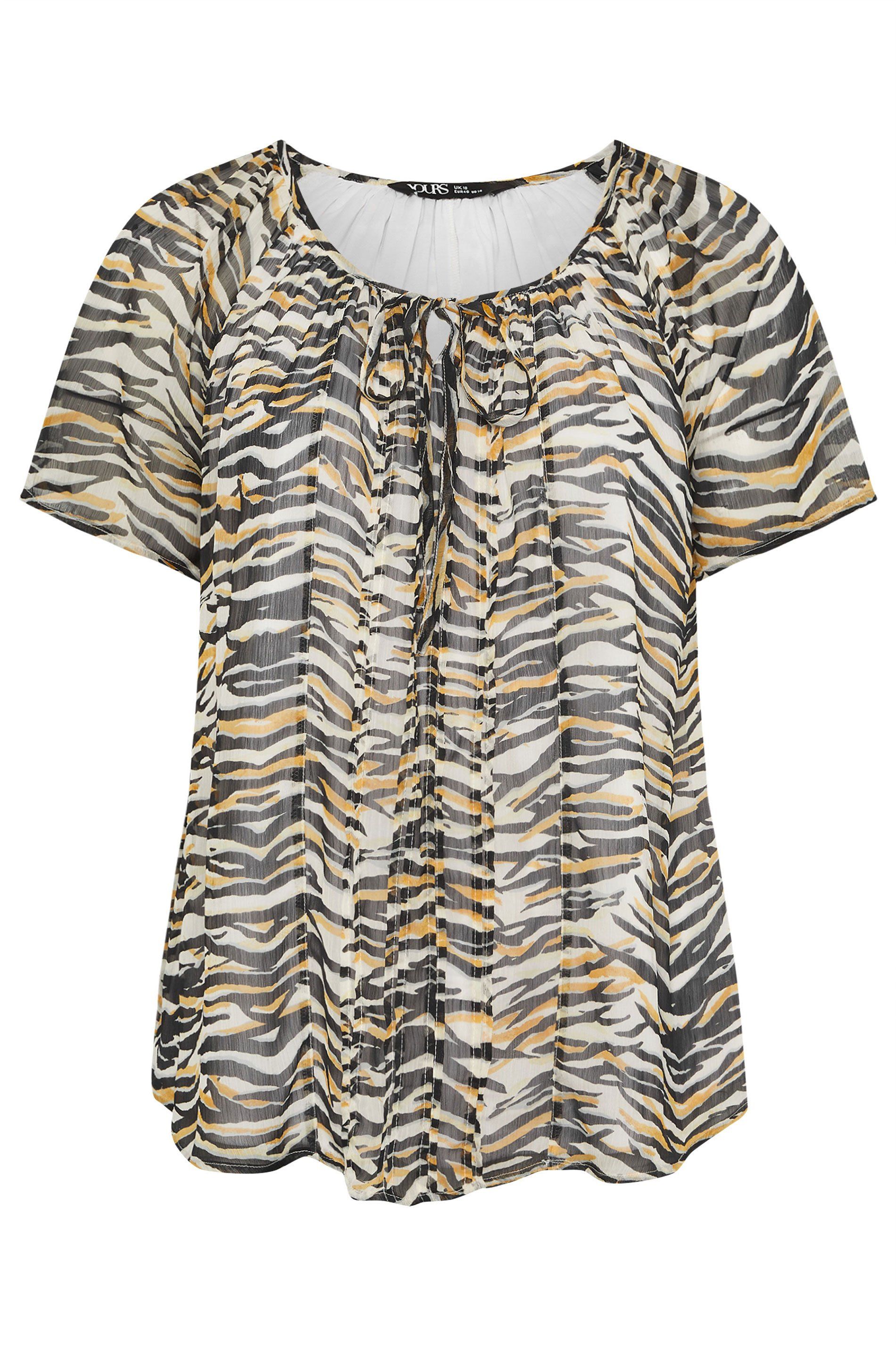 Yours Tiger Print Pintuck Blouse