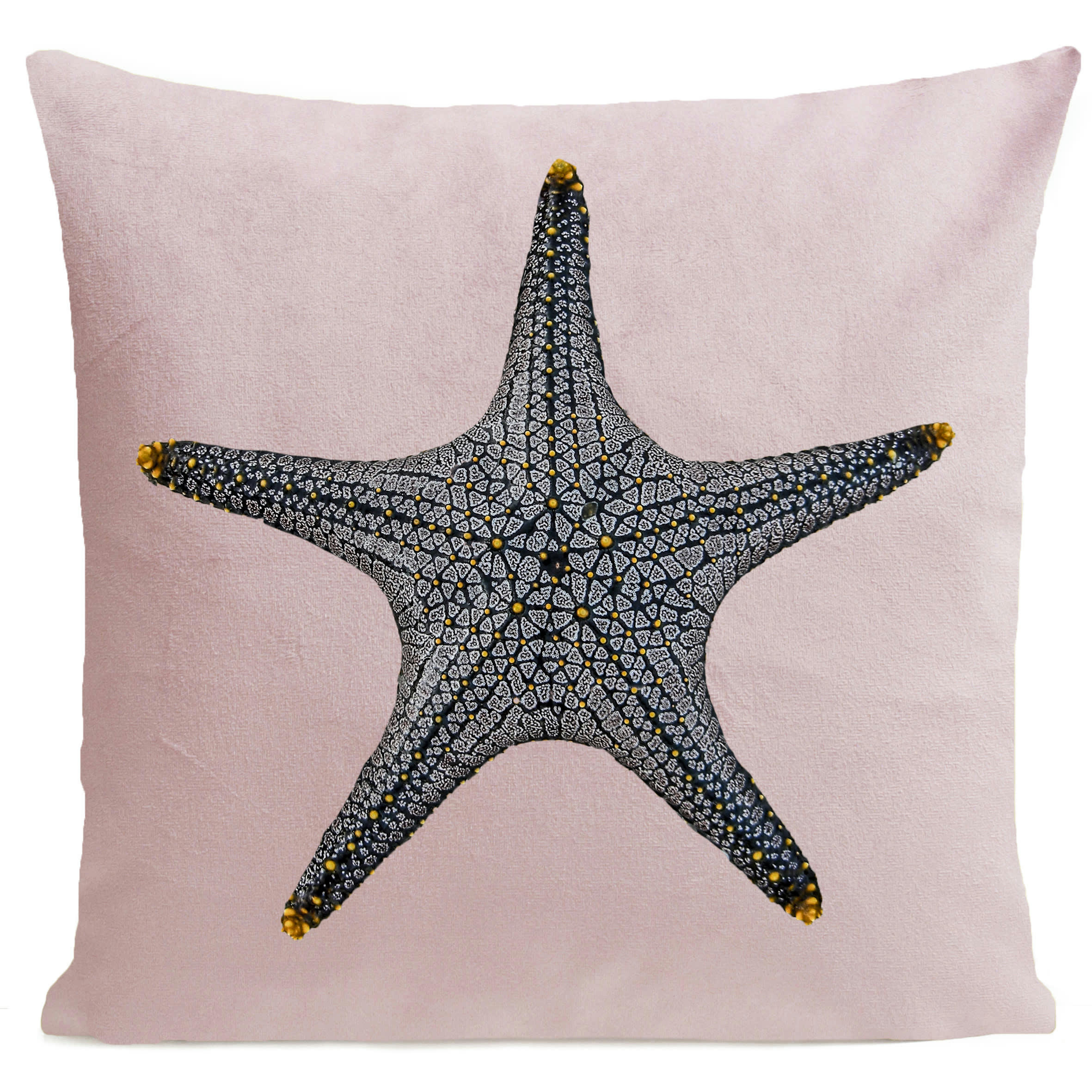 - Coussin poisson bord de mer suédine rose 40x40cm