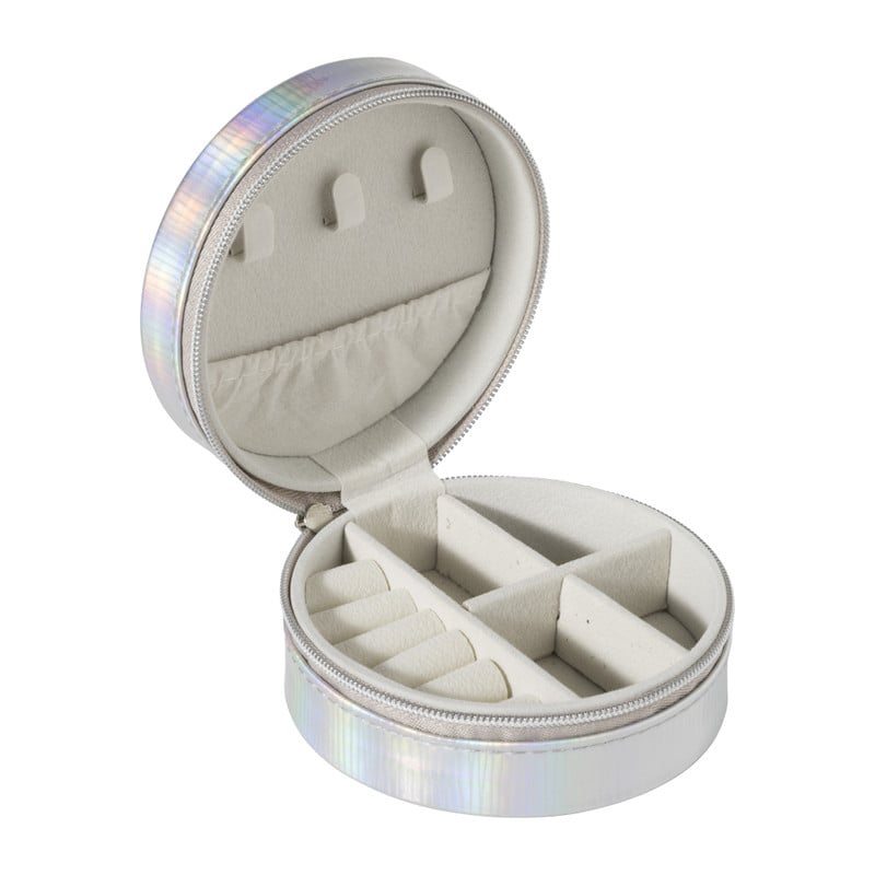 Sieradendoos iriserend - zilver - &Oslash;9.5x4.4 cm