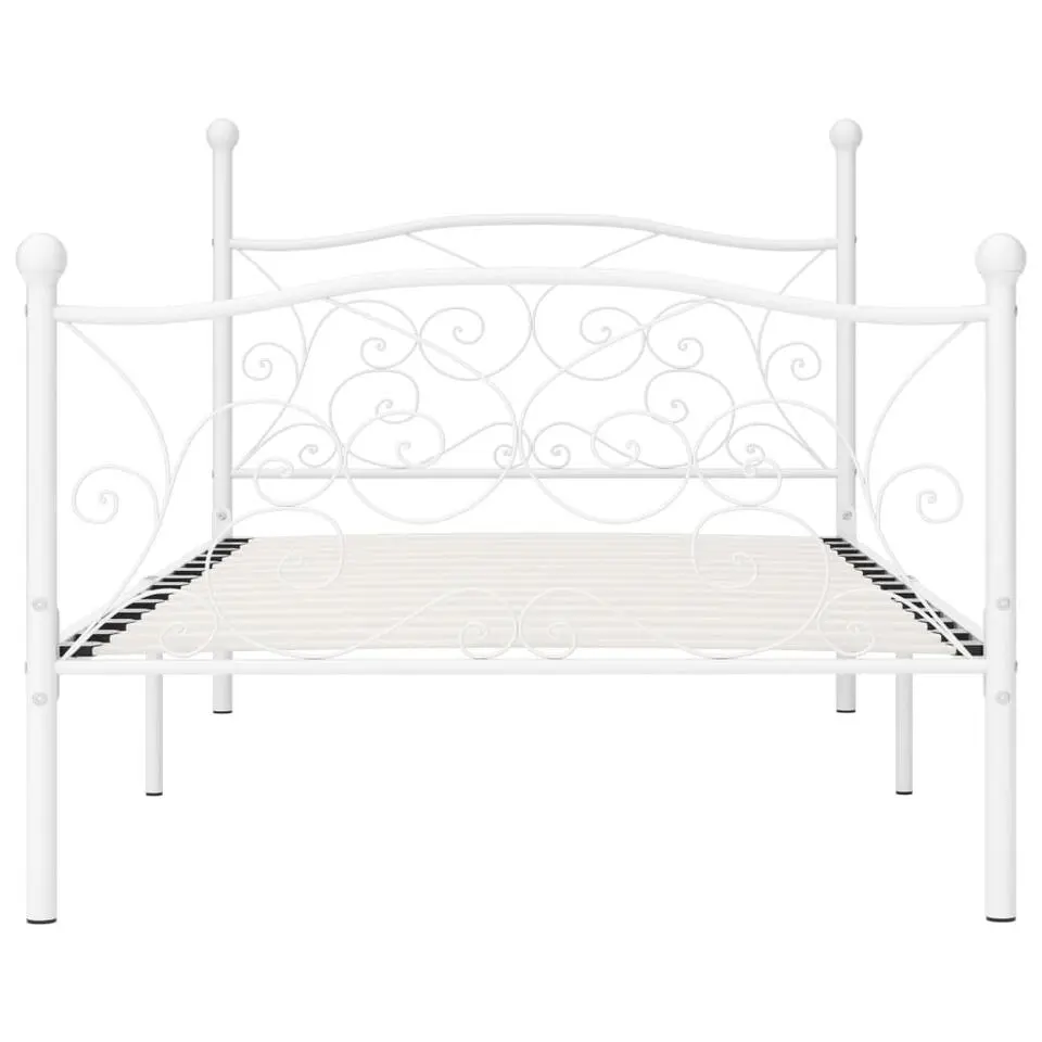 vidaXL - Bed frame met artistiek hoofdeinde - Wit - Metaal - 90x200 cm