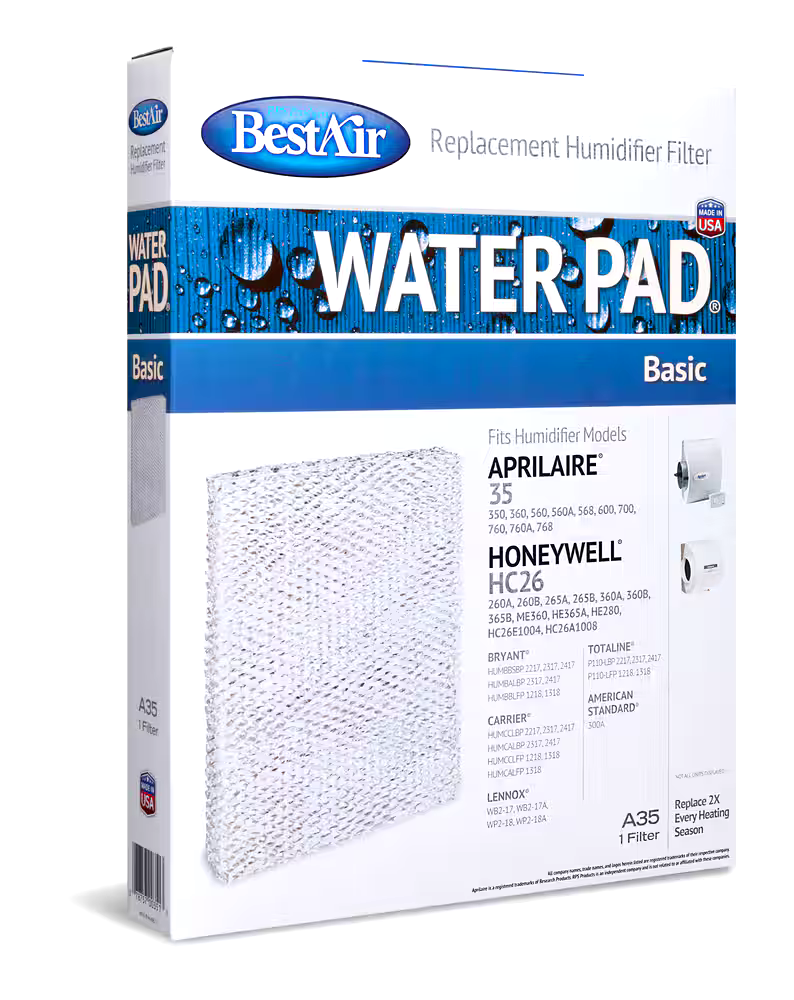 BestAir A35 Whole Home Humidifier Replacement Metal/Clay Water Pad For Honeywell/Aprilaire Humidifiers, 1-pk
