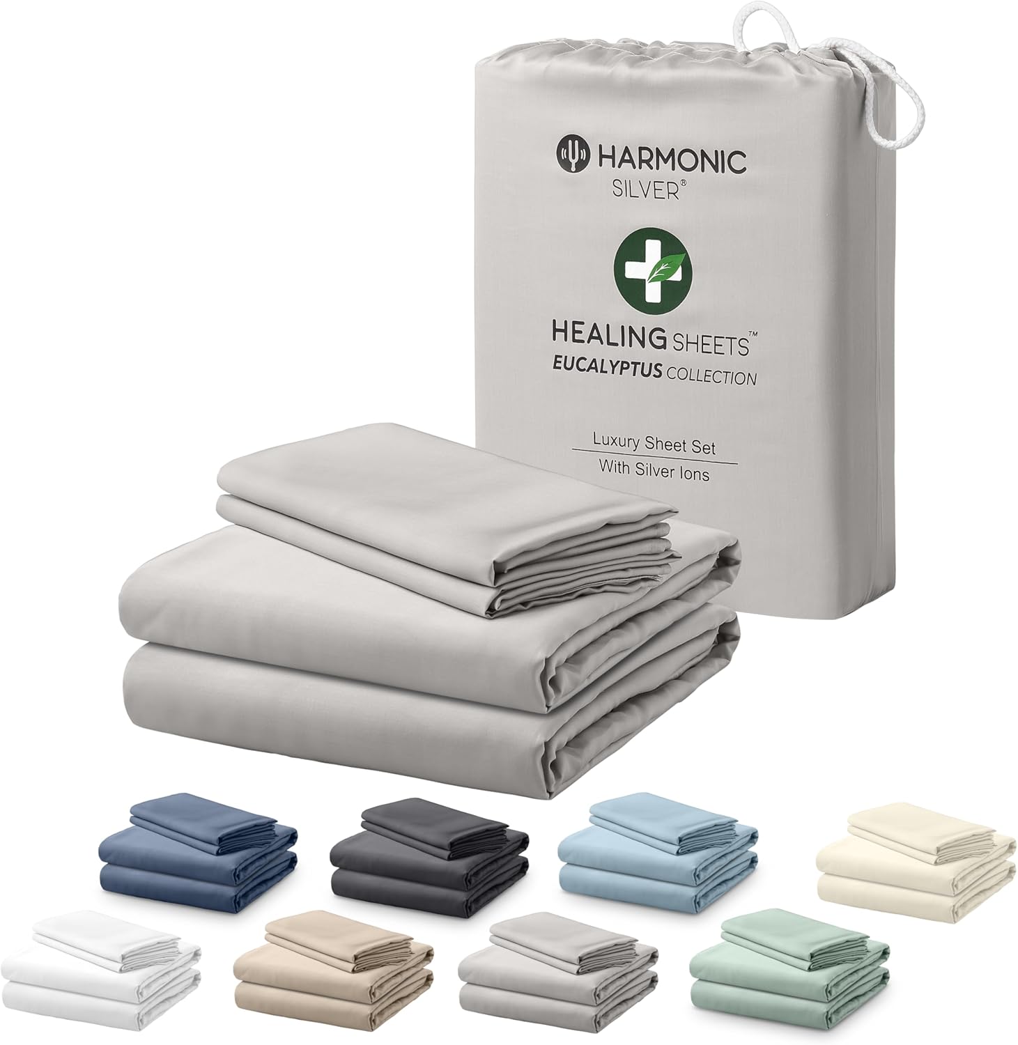Eucalyptus Collection King Size Sheet w/Silver Ions | 100% Tencel | Ultra Soft | Cooling for Hot Sleepers | 18 Deep Pocket [Grey]