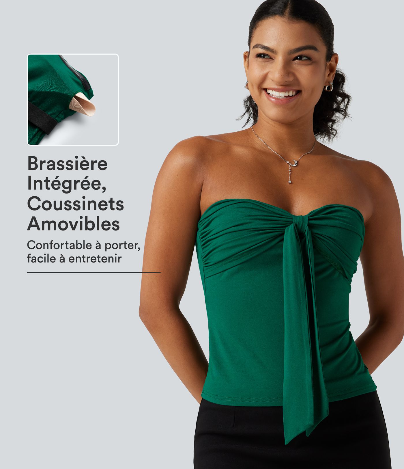 Haut bustier à nouer devant avec coussinets amovibles