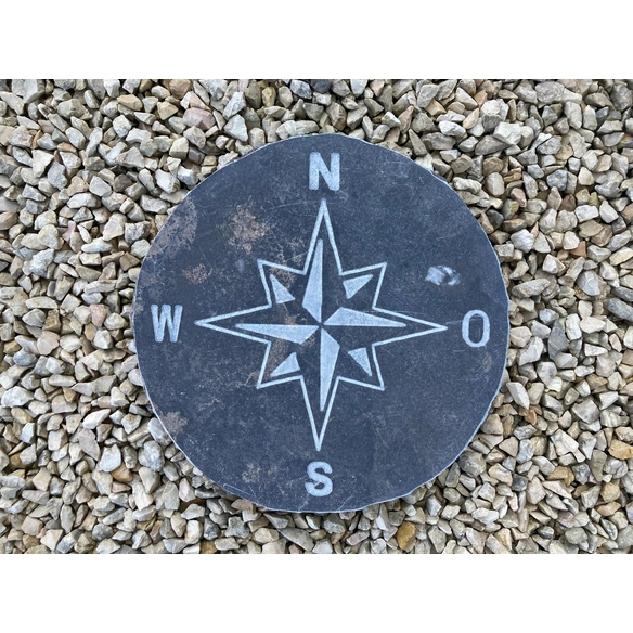 Trittplatte »Blaustein Kompass«, Ø 30 cm, blau-grau