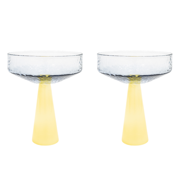 Brût Homeware, Coupe Claude, licht blauw   geel topaas, set van 2