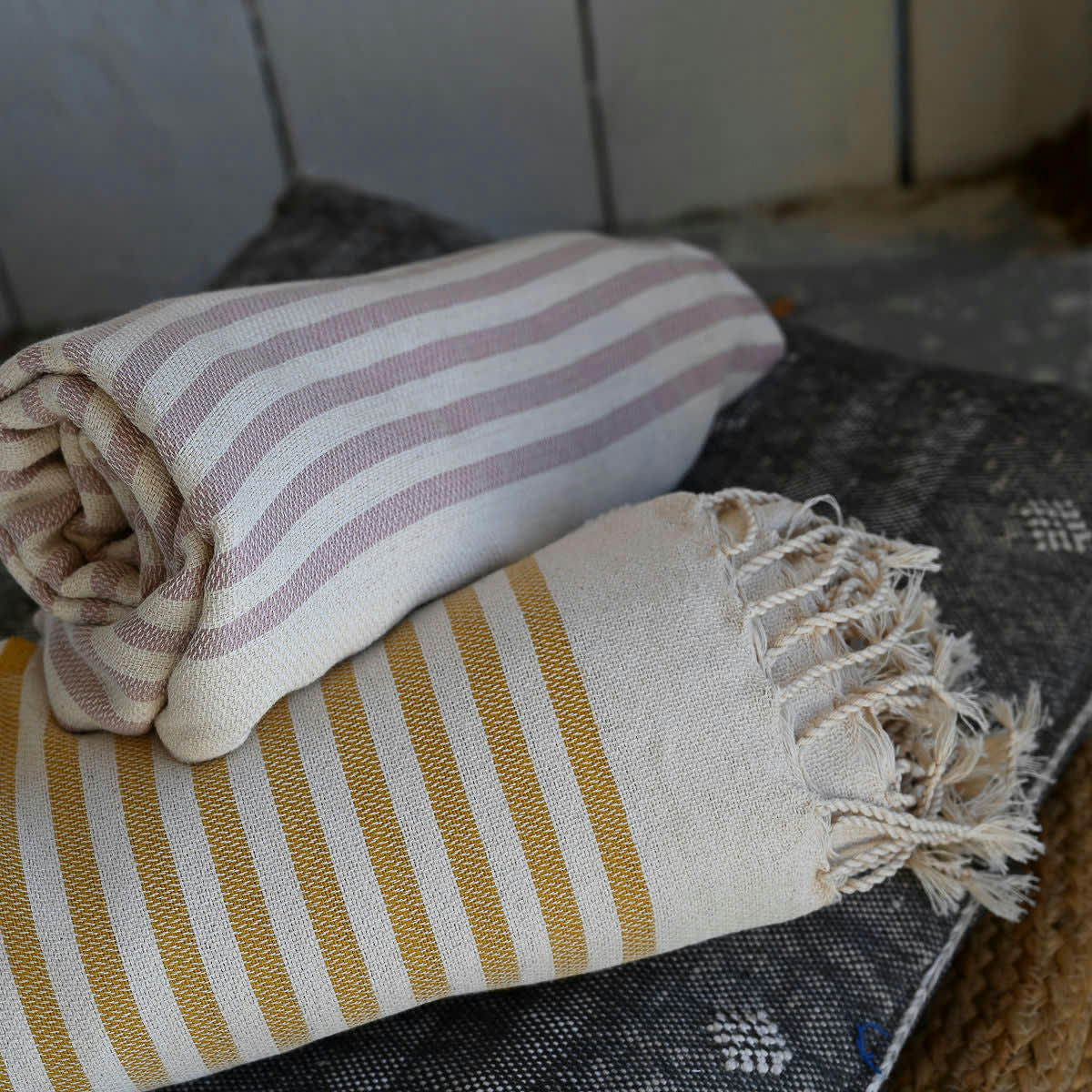 HOSSEGOR - Fouta coton  100x200 rose poudré