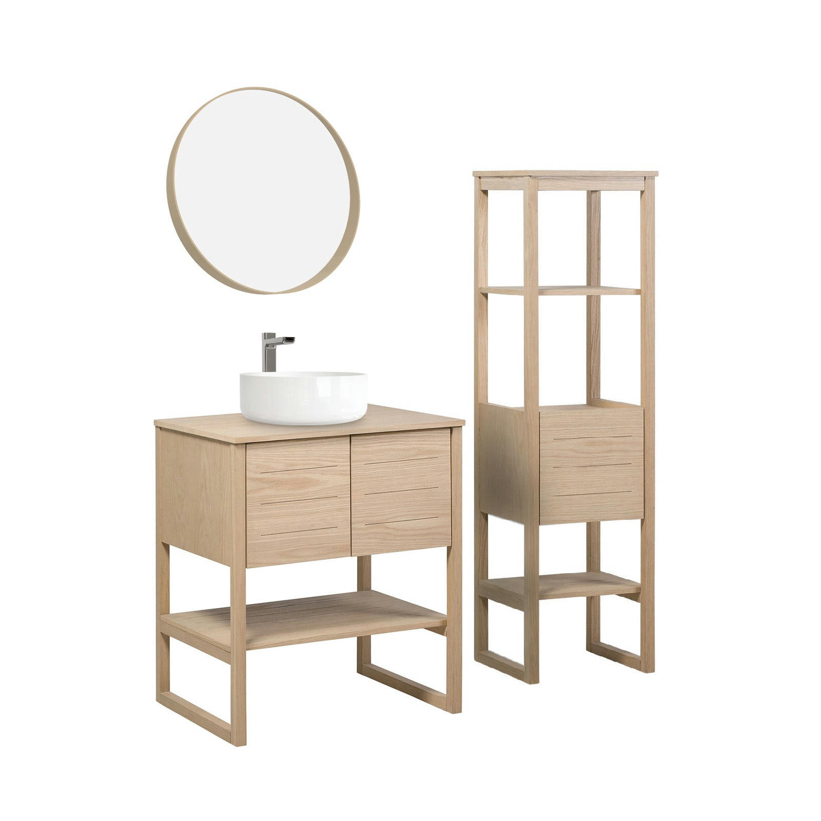 ATOLL - Meuble sous vasque chêne avec plan résine ENIO 120cm + miroir