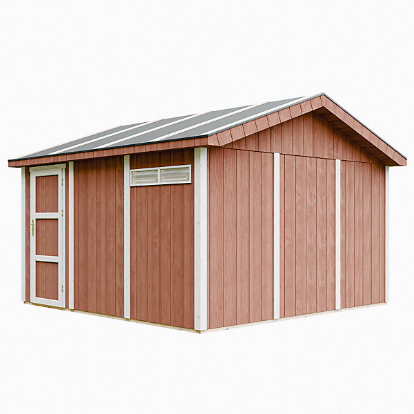 Garage QUALITé PREMIUM 13 m² - L378xl412 cm - M990B-REDWOOD RED - Timbela