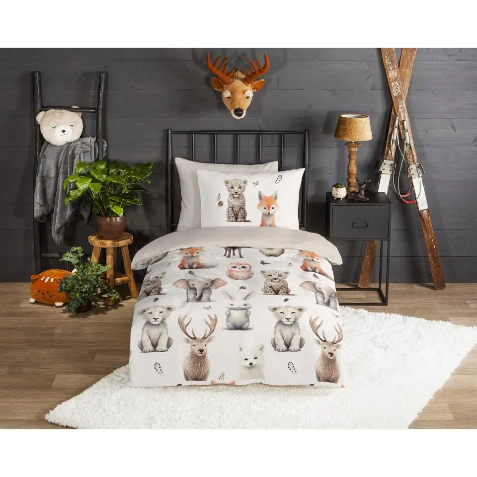 Good Morning Dierenpret in Dromenland Flanel Dekbedovertrek Wit