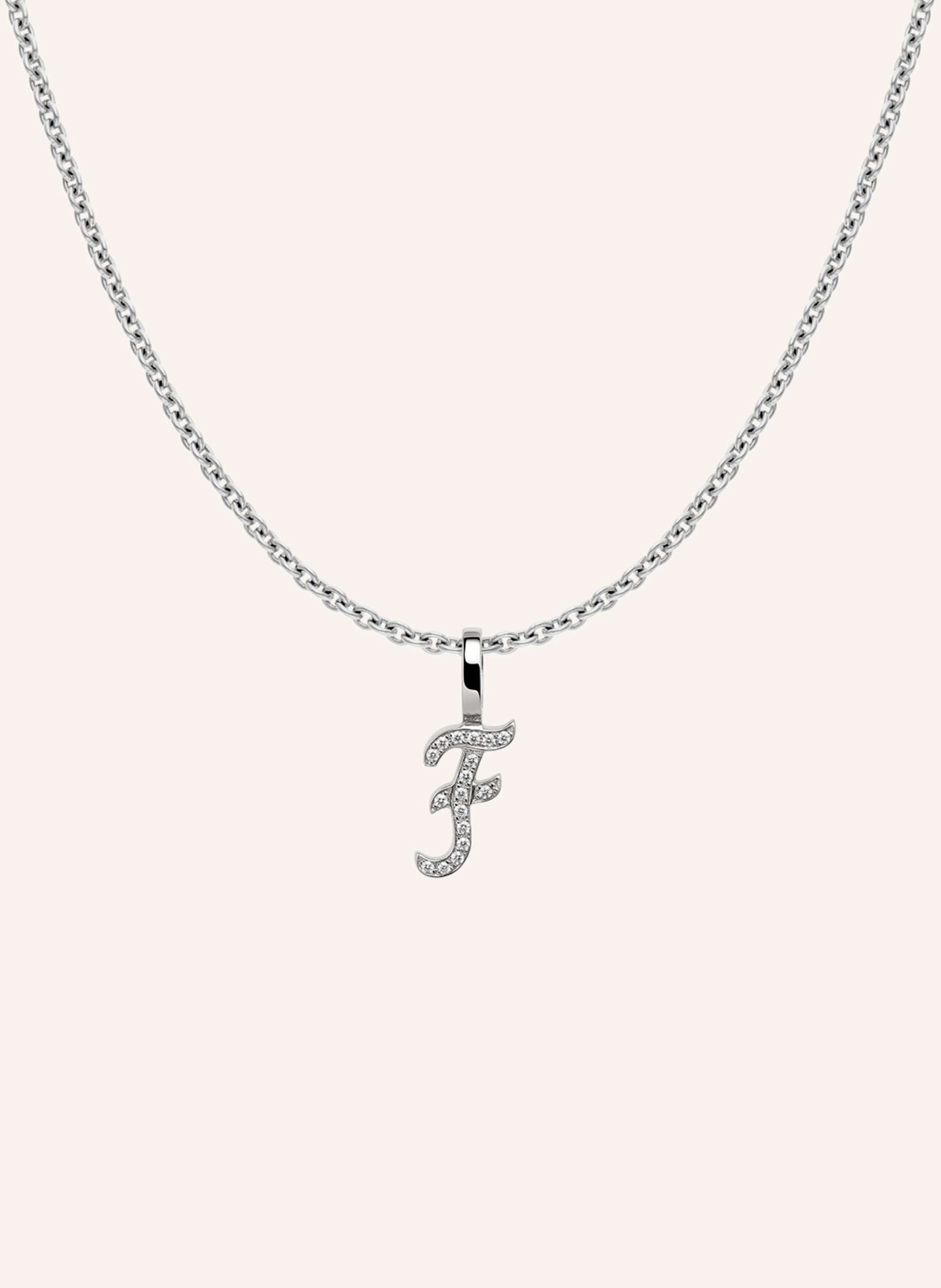 CADA Kette TINY DIAMOND LETTER F