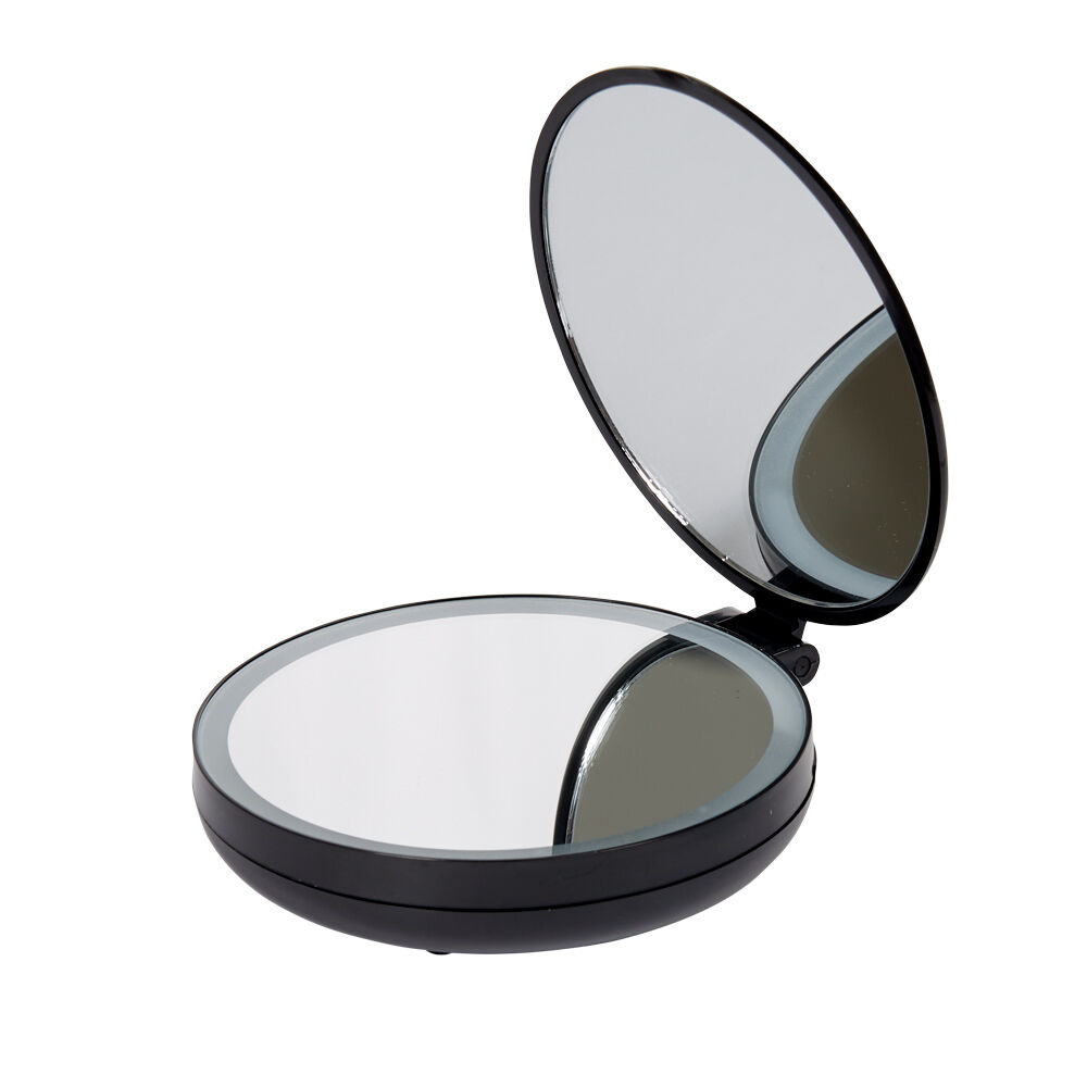 Miroir double rétractable sur pied rond noir LED