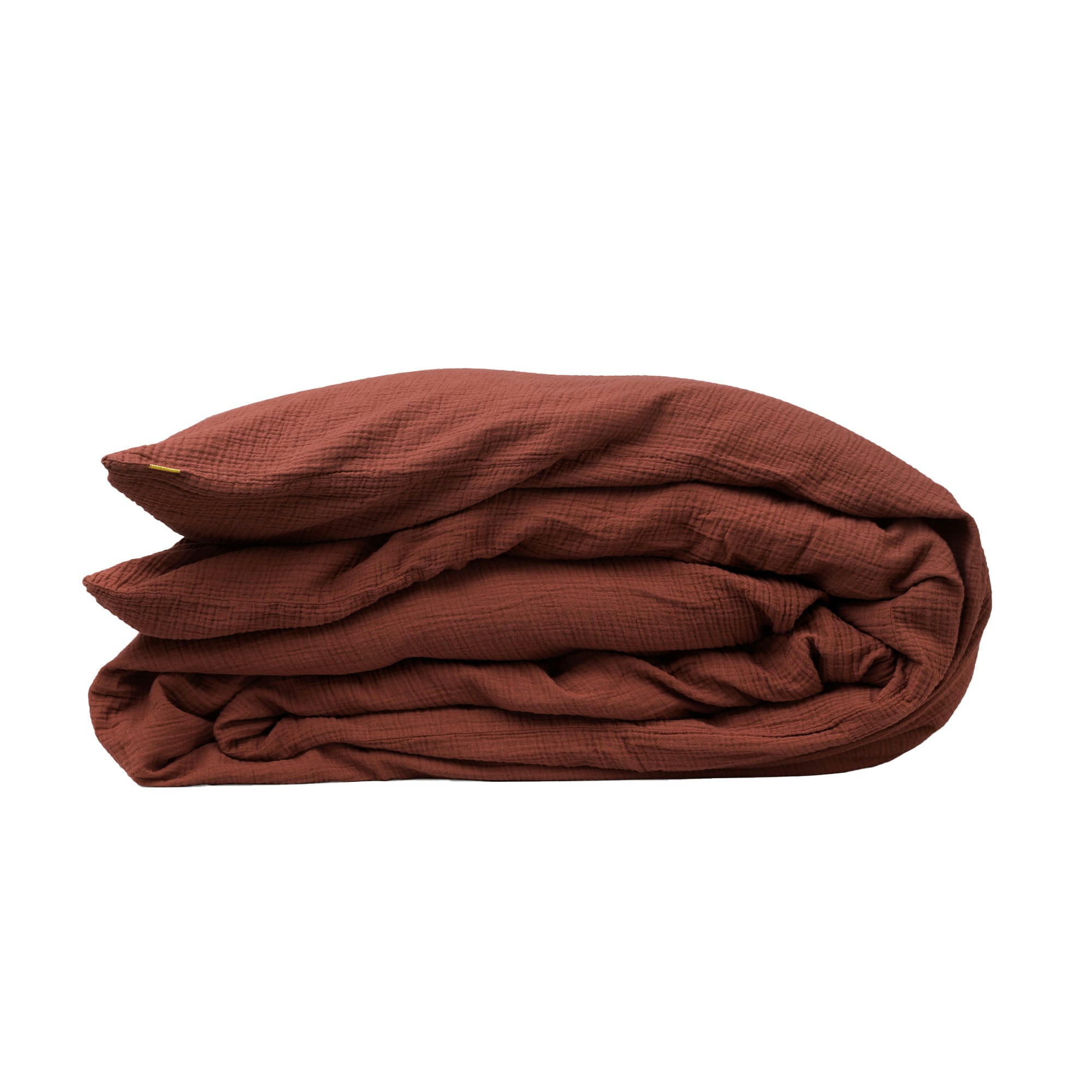 - Housse de couette en double gaze de coton rouille 220x240 cm