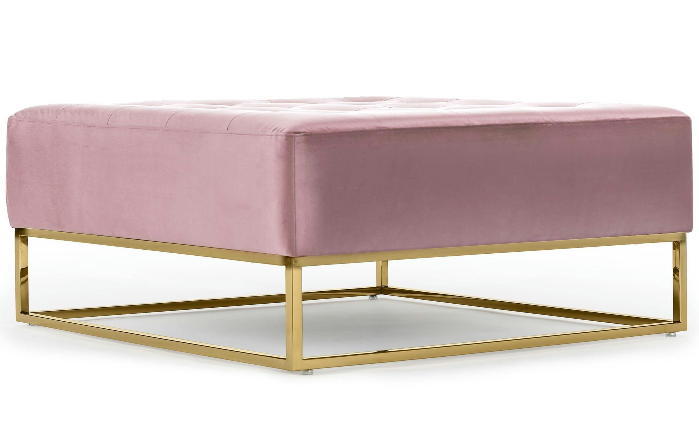 HUDSON - Pouf carré velours rose