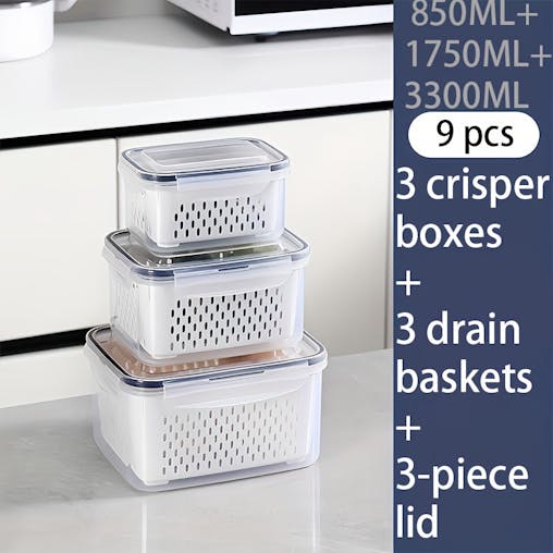 NNETM 9pcs BPA-Free Plastic Food Storage Containers Set
