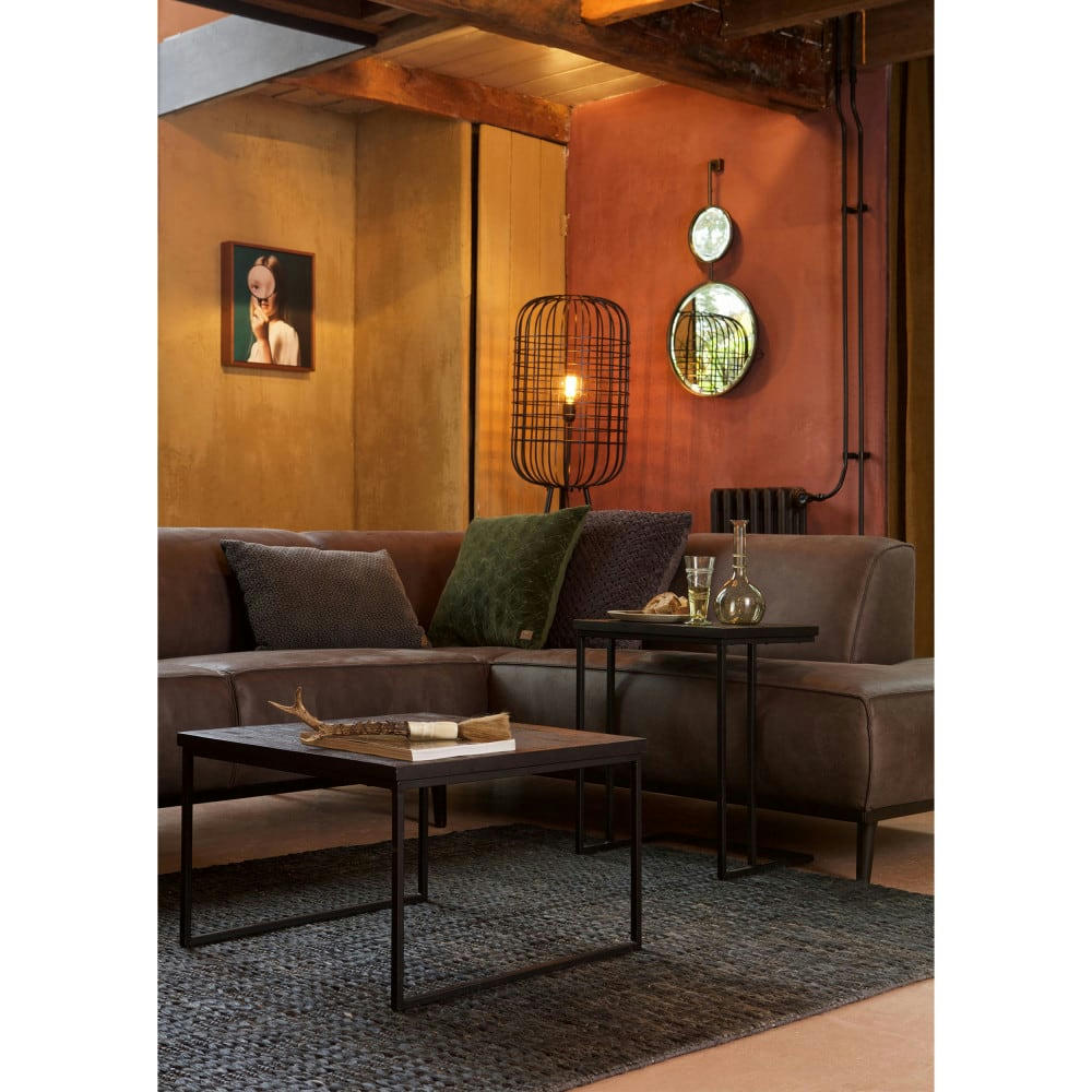 SHARING - Bout de canapé en bois de teck recyclé et métal noir