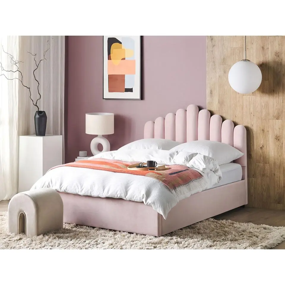 VINCENNES - Bed met opbergruimte - Roze - 140 x 200 cm - Fluweel