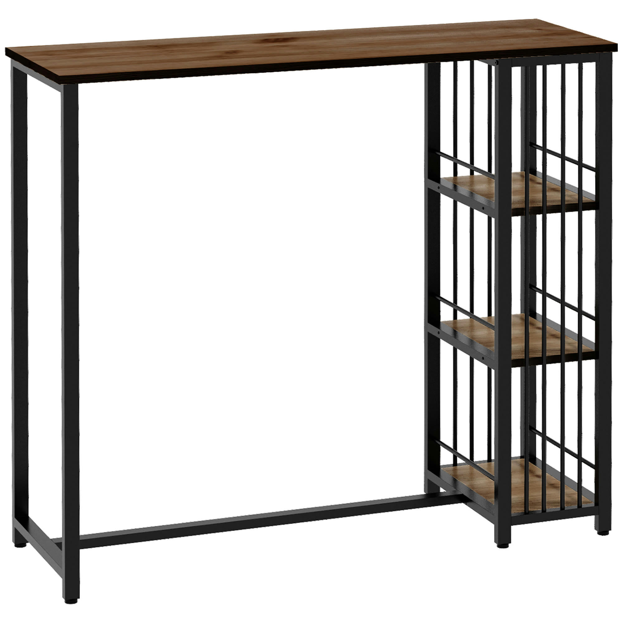 - Table de bar 3 étagères style industriel acier noir aspect bois