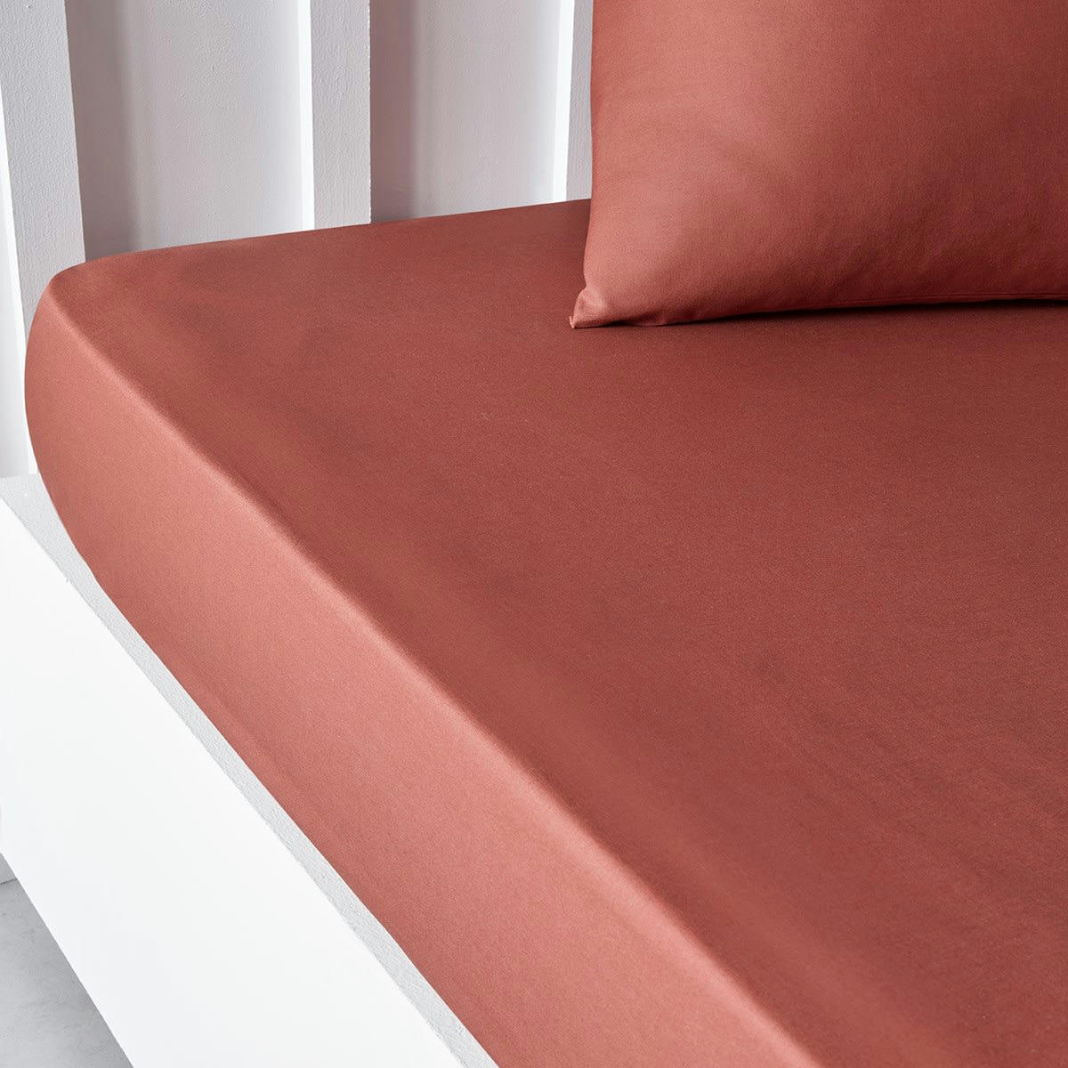 ESSENTIAL - Drap housse  en Coton Rouge 160x200 cm