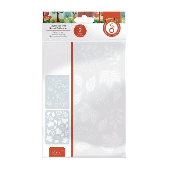 Tonic Studios Layered Leaves Stencil Set 2 Pieces