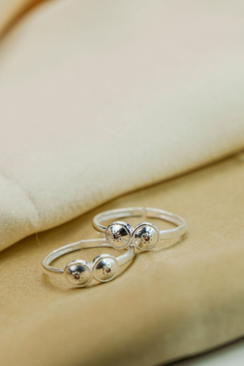 The Colourful Aura 1 Pcs 925 Silver Adjustable Bohemian Two Ball Plain Round Toe Ring