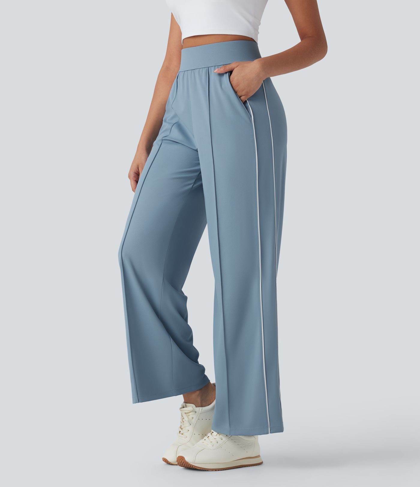Pantalon d’entraînement taille haute, jambe droite à séchage rapide avec poches, UPF40