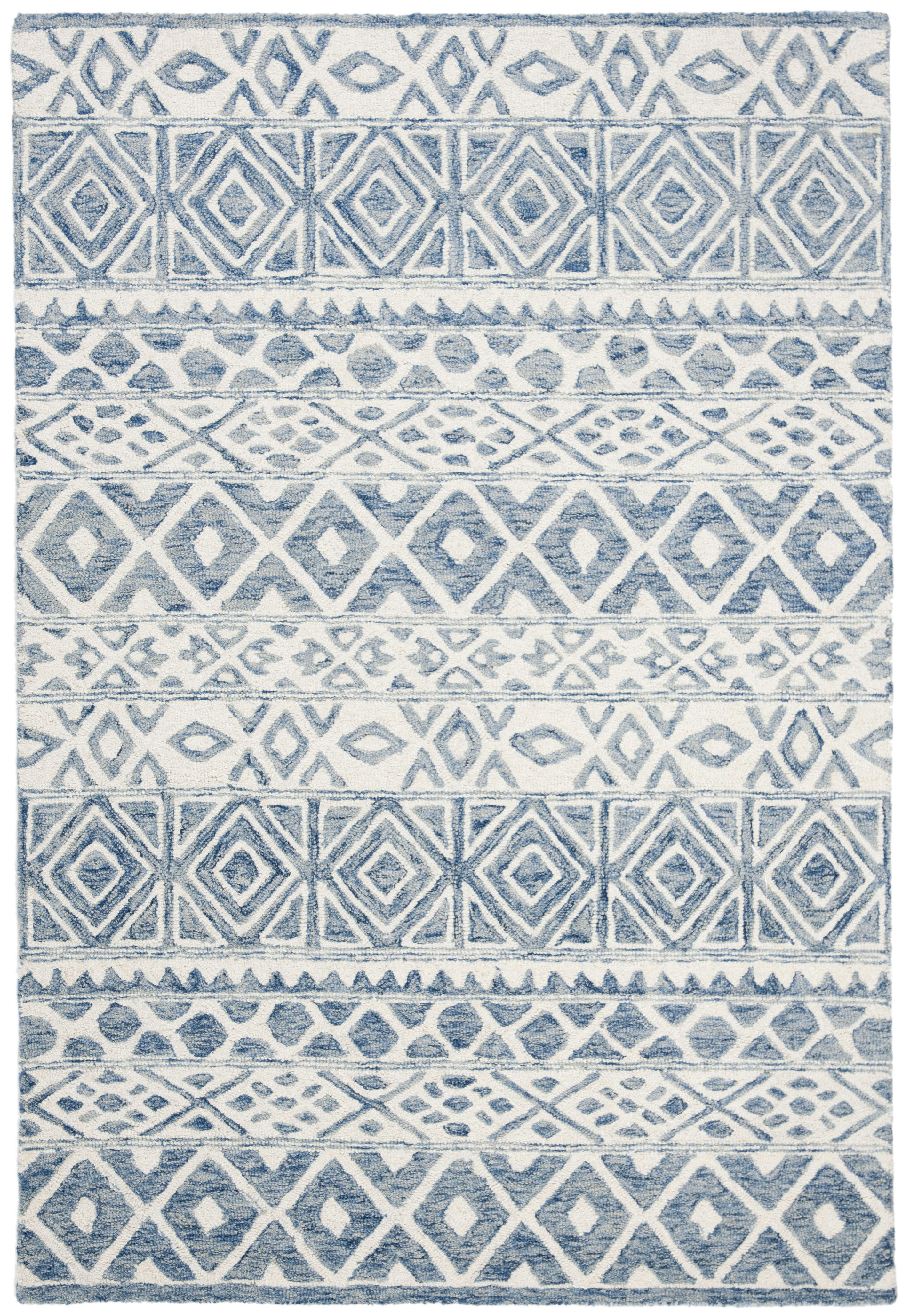 LAUREN - Tapis de salon interieur en  ivoire & bleu, 122 x 183 cm