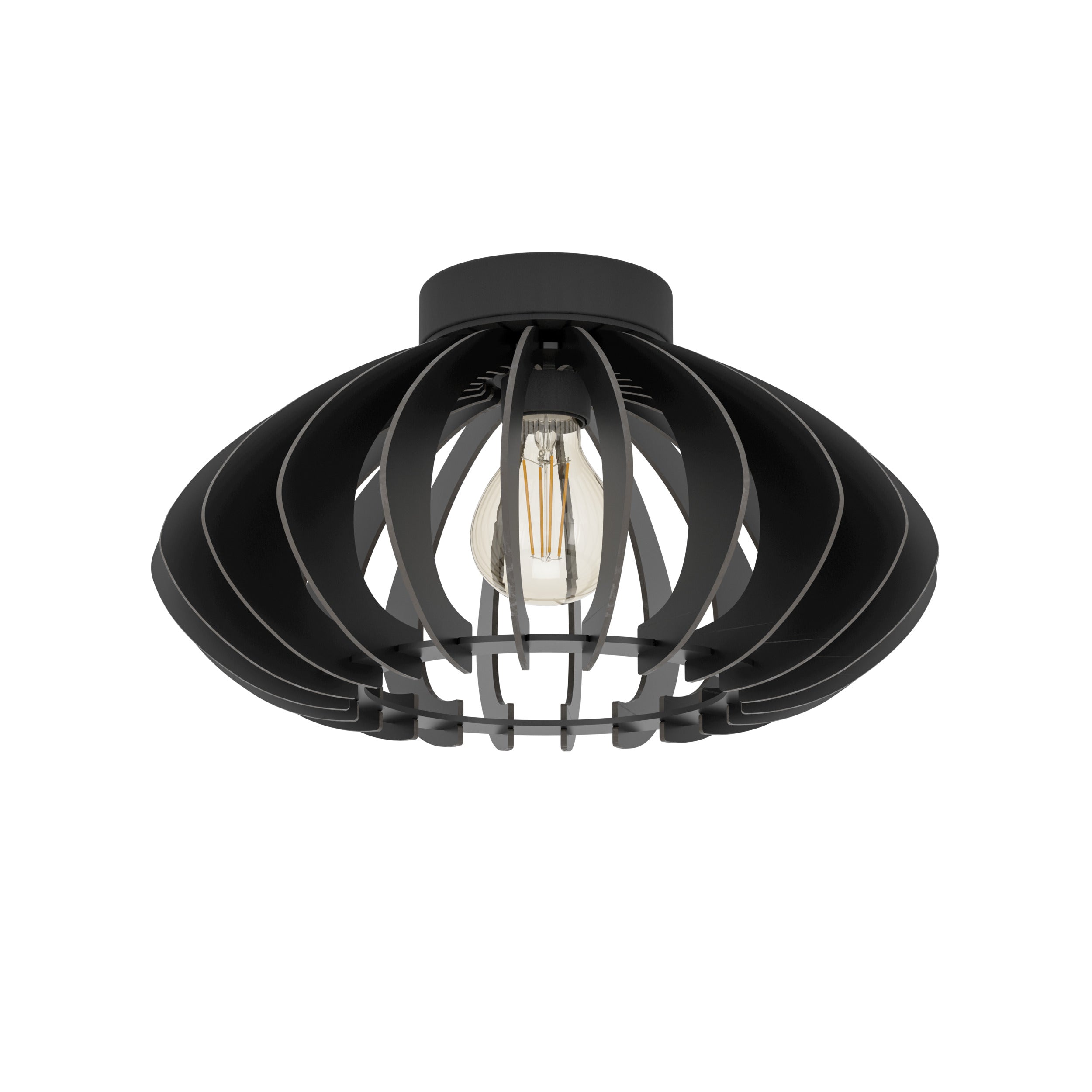 EGLO plafondlamp Cossano 3 - e27 - ø38 cm - hout - zwart