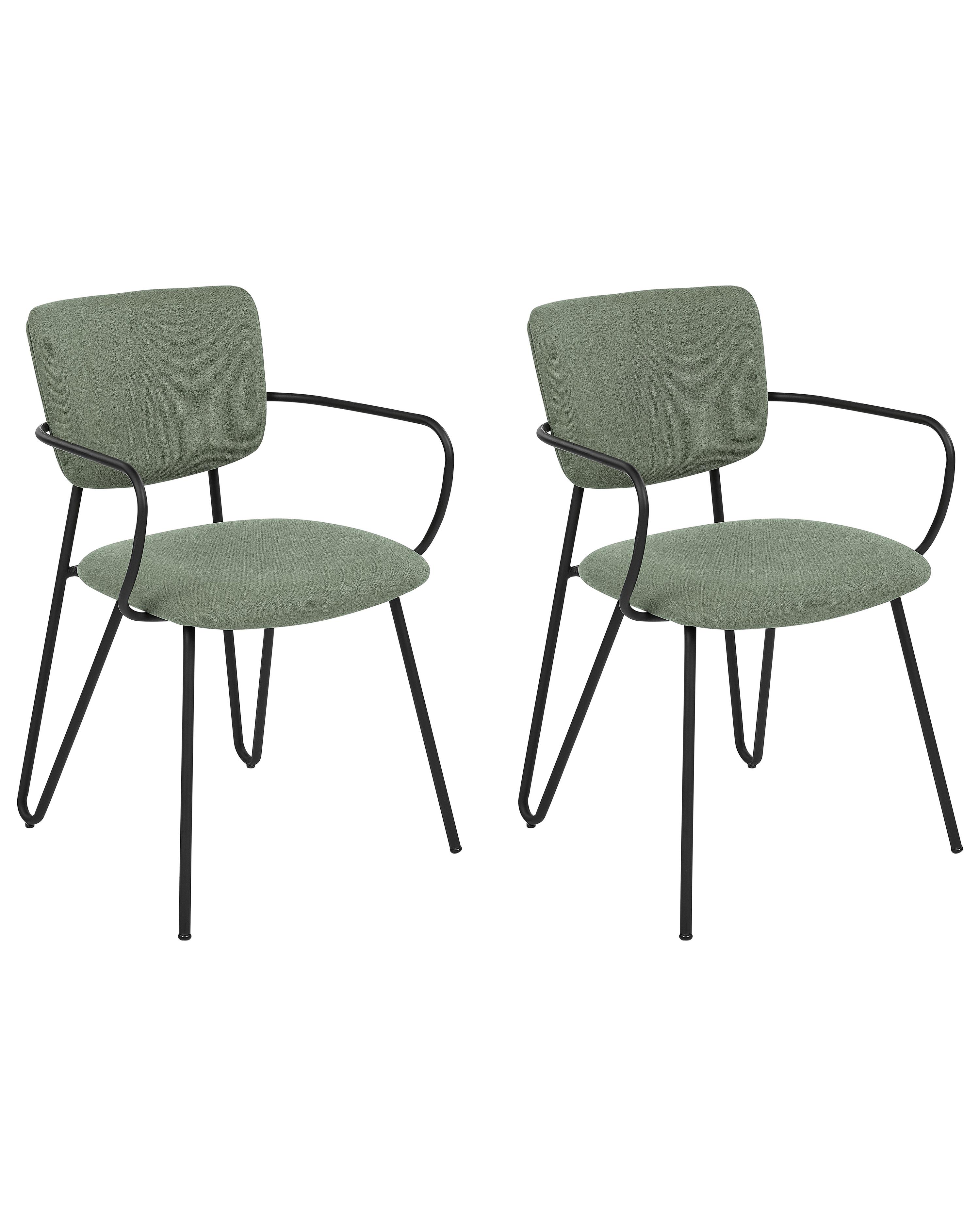Set of 2 Dining Chairs ELKO Fabric Dark Green