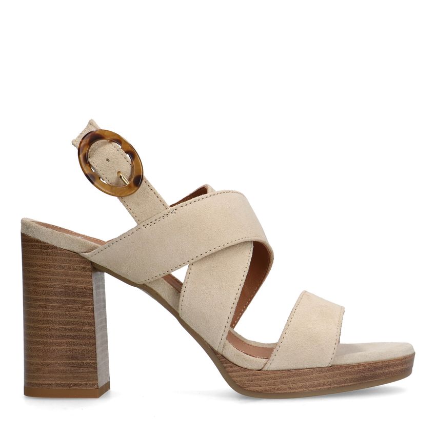 Manfield Beige suède pumps met gesp