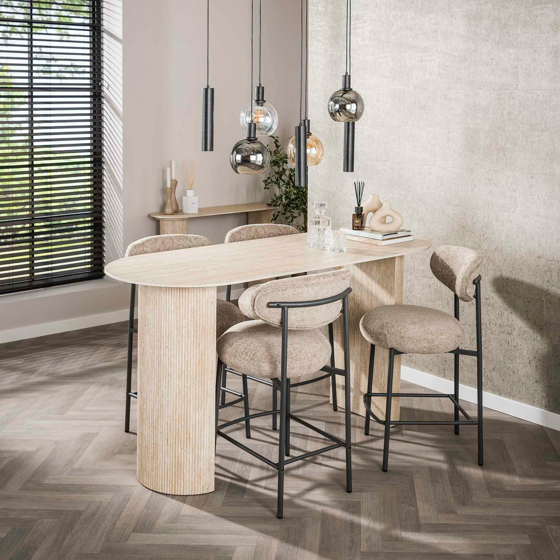 Tabouret de bar beige à dossier rond (lot de 2) CREEK
