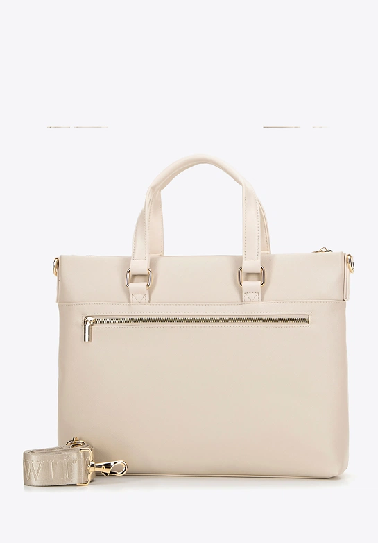 Damska torba na laptopa 13’’ z ekoskóry beżowa