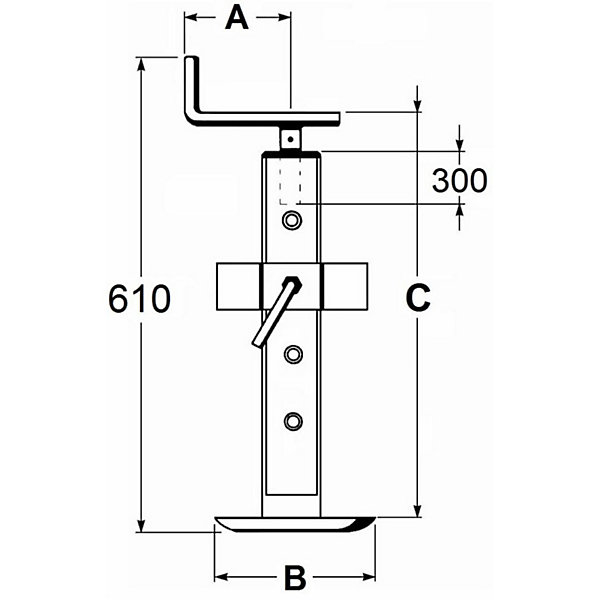 Béquille 60x60 mm600 Kg fixation réglable