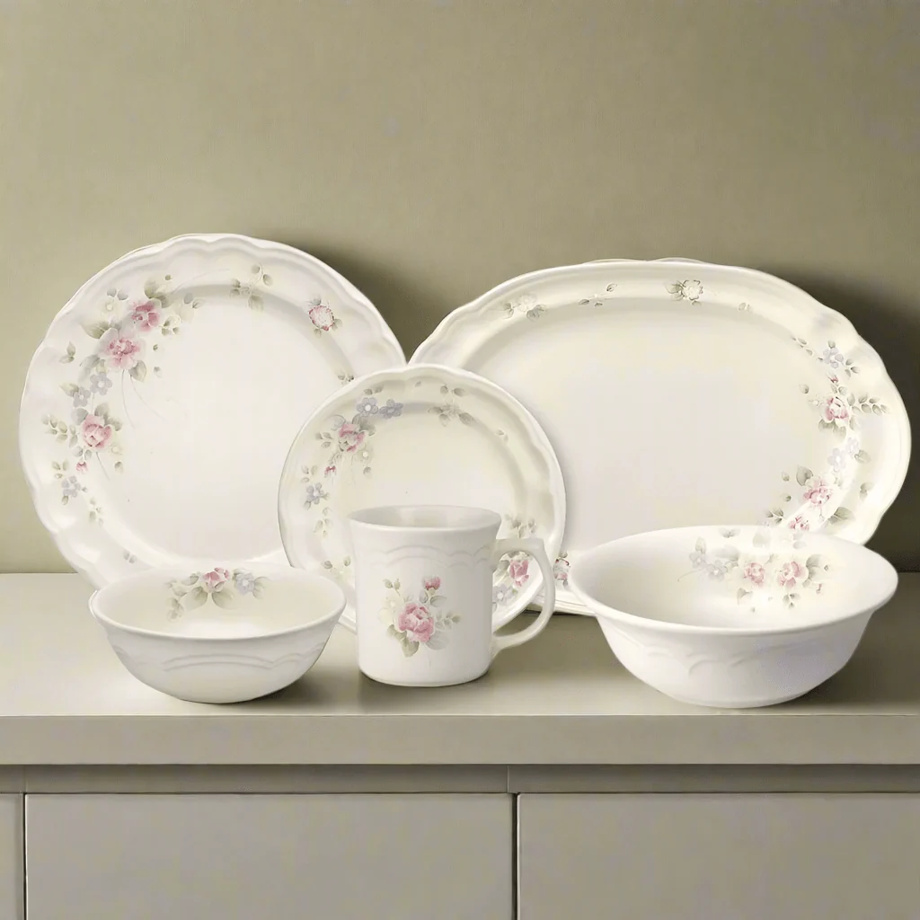 Tea Rose 32 Piece Dinnerware Set Service for 8 with Serveware