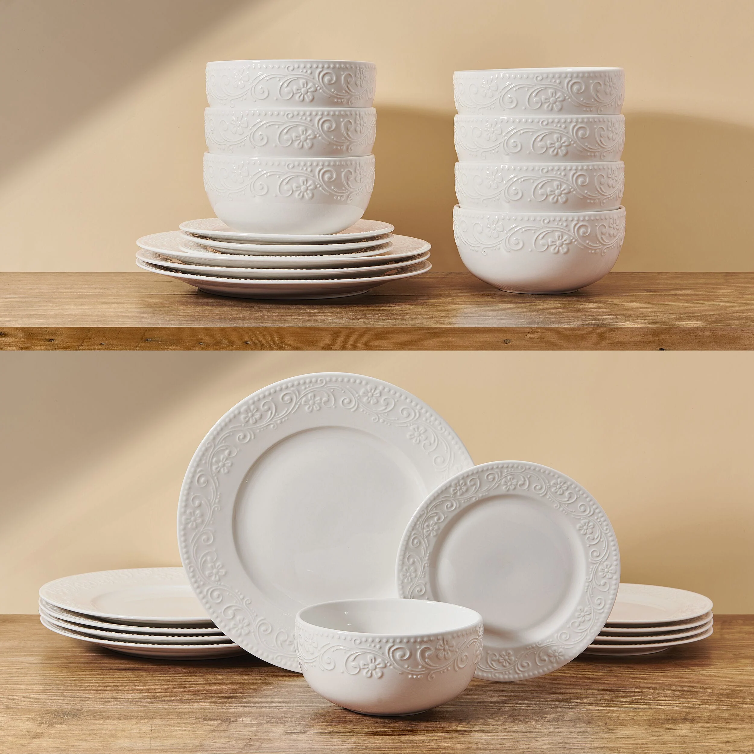 Textured Charm 24 Piece Dinnerware Set, Service for 8