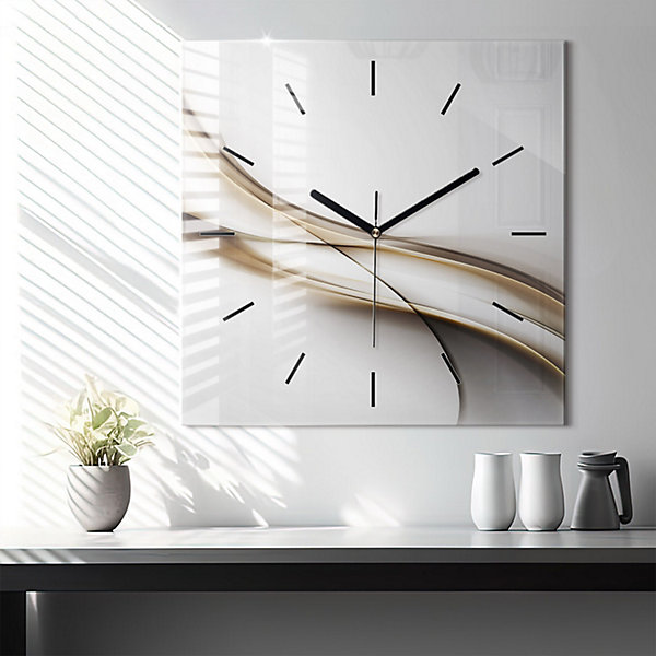 Horloge murale Wallfluent 60x60 cm Aiguilles noires Lignes abstraites 1 pcs