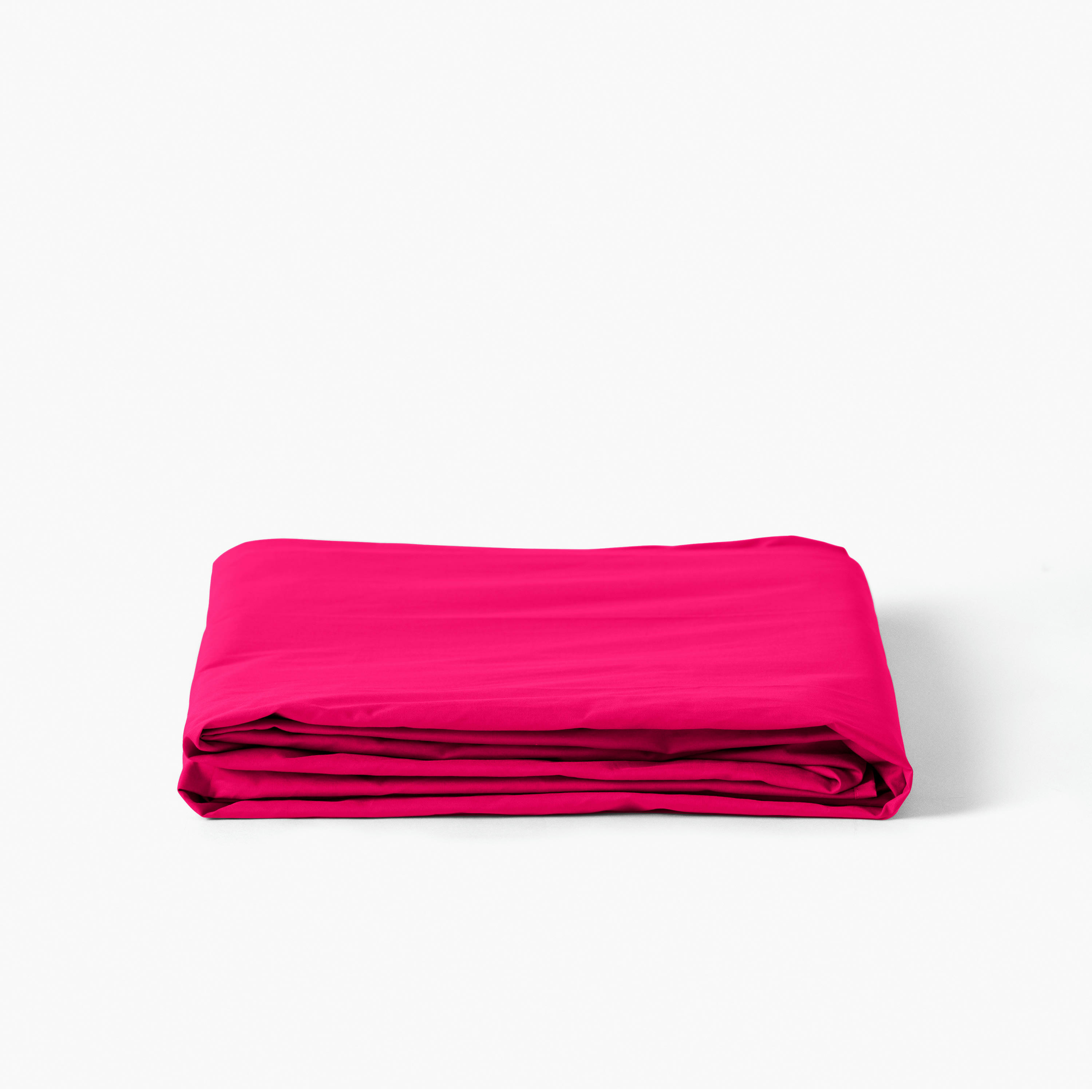 NEO - Drap de lit percale de coton uni brodé rose 240 x 300 cm